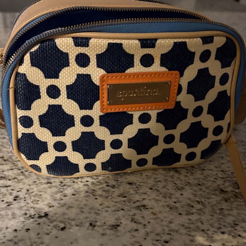 Spartina 449 Navy & Cream Geometric Cosmetic Crossbody